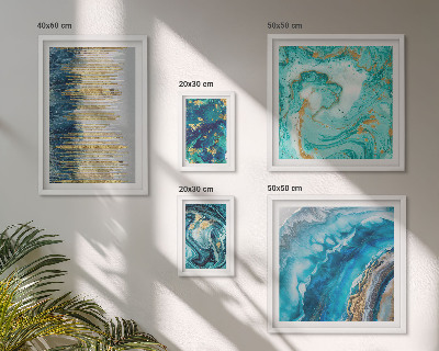 Ensemble de 5 tableaux Compositions bleues abstraites