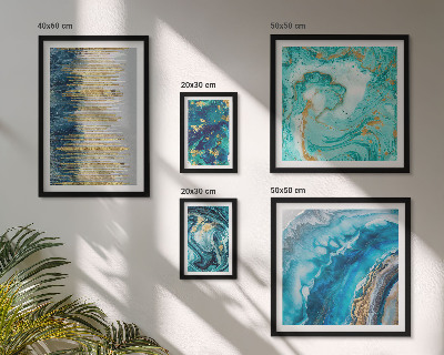 Ensemble de 5 tableaux Compositions bleues abstraites