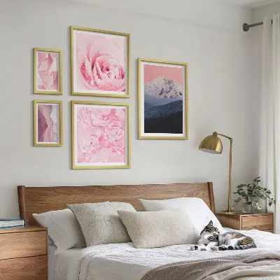 Tableau décoratif mural paysage moderne de fleurs roses