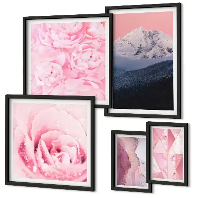 Tableau décoratif mural paysage moderne de fleurs roses