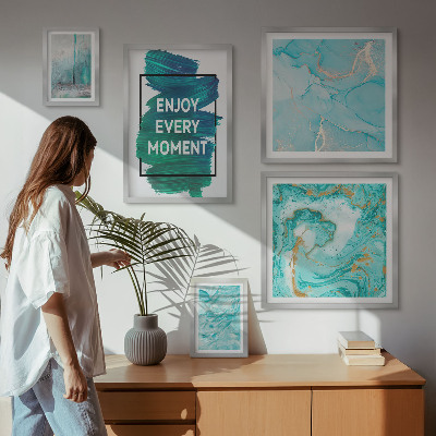 Ensemble de 5 tableaux Compositions abstraites avec inscriptions