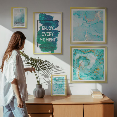 Ensemble de 5 tableaux Compositions abstraites avec inscriptions