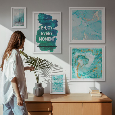 Ensemble de 5 tableaux Compositions abstraites avec inscriptions