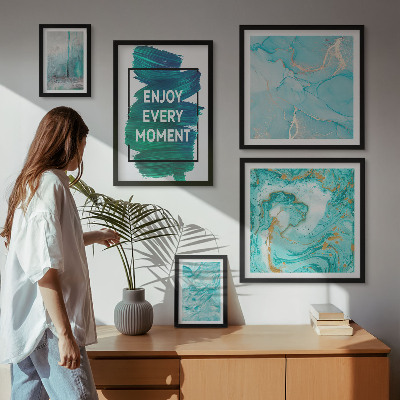 Ensemble de 5 tableaux Compositions abstraites avec inscriptions