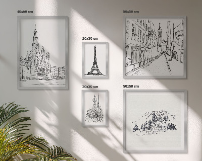 Lot de tableaux encadrés Illustrations architecturales élégantes