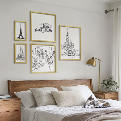 Lot de tableaux encadrés Illustrations architecturales élégantes