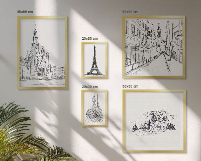 Lot de tableaux encadrés Illustrations architecturales élégantes