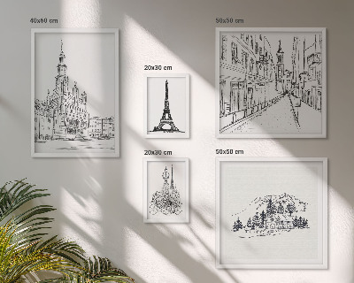 Lot de tableaux encadrés Illustrations architecturales élégantes
