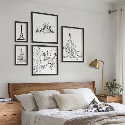 Lot de tableaux encadrés Illustrations architecturales élégantes
