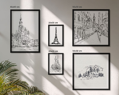 Lot de tableaux encadrés Illustrations architecturales élégantes