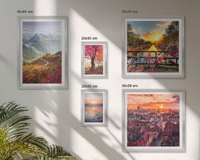 Ensemble de 5 tableaux Vues sur la nature urbaine en montagne