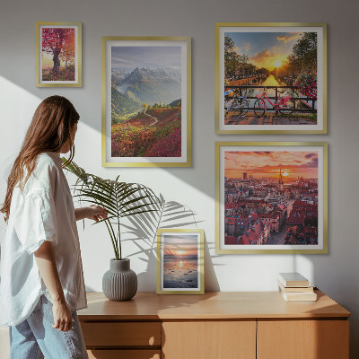 Ensemble de 5 tableaux Vues sur la nature urbaine en montagne