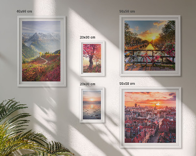 Ensemble de 5 tableaux Vues sur la nature urbaine en montagne