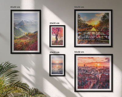 Ensemble de 5 tableaux Vues sur la nature urbaine en montagne