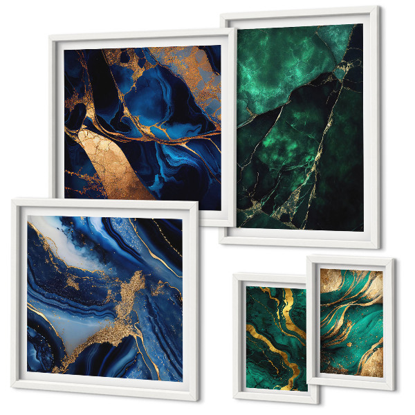 Lot de tableaux encadrés Des abstractions élégantes avec de la verdure