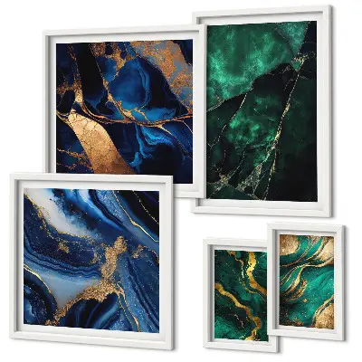 Lot de tableaux encadrés motifs abstraits élégants avec feuillage