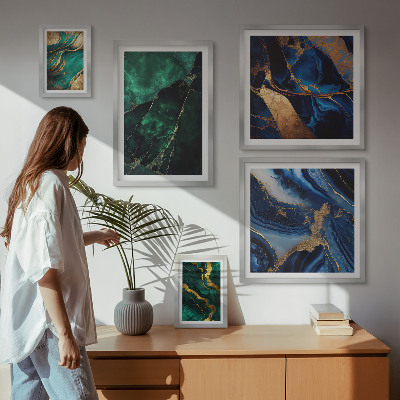 Lot de tableaux encadrés Des abstractions élégantes avec de la verdure