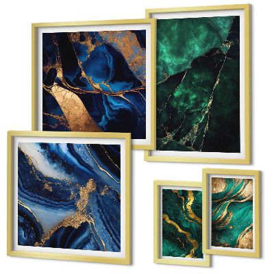 Lot de tableaux encadrés Des abstractions élégantes avec de la verdure