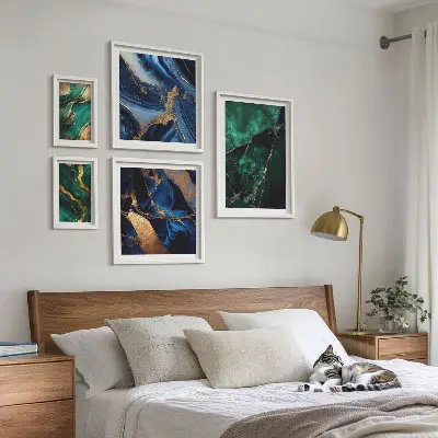 Lot de tableaux encadrés motifs abstraits élégants avec feuillage