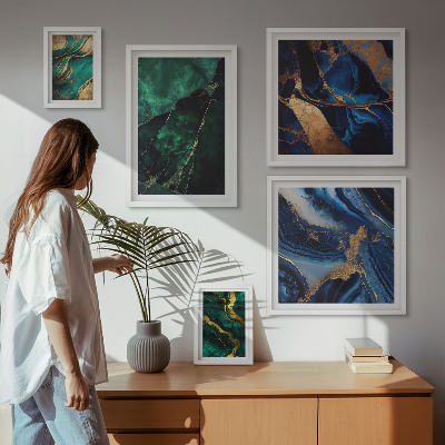 Lot de tableaux encadrés Des abstractions élégantes avec de la verdure