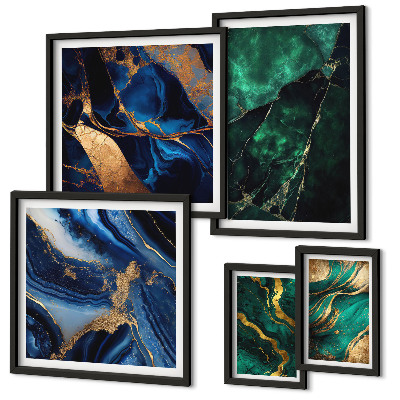 Lot de tableaux encadrés Des abstractions élégantes avec de la verdure