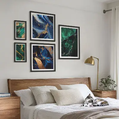 Lot de tableaux encadrés motifs abstraits élégants avec feuillage