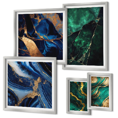 Lot de tableaux encadrés Des abstractions élégantes avec de la verdure