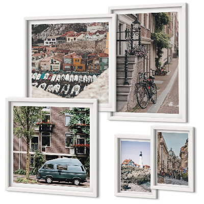 Ensemble de 5 tableaux Charmantes rues cyclables