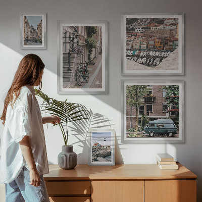 Ensemble de 5 tableaux Charmantes rues cyclables