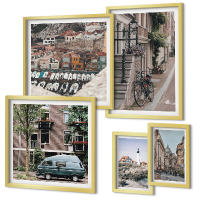 Ensemble de 5 tableaux Charmantes rues cyclables