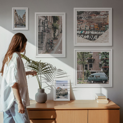 Ensemble de 5 tableaux Charmantes rues cyclables