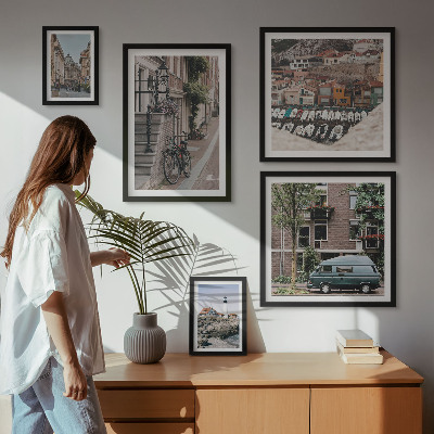 Ensemble de 5 tableaux Charmantes rues cyclables