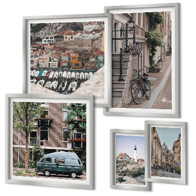 Ensemble de 5 tableaux Charmantes rues cyclables