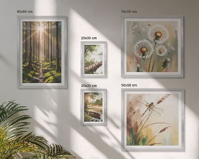 Ensemble de 5 tableaux Paysages forestiers nature paix