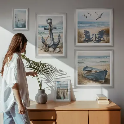 Tableau de décoration murale inspirations de style bord de mer et plage