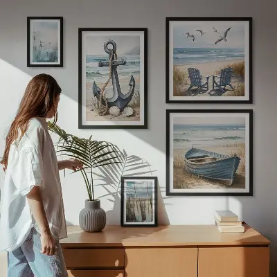 Tableau de décoration murale inspirations de style bord de mer et plage