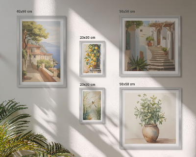 Ensemble de 5 tableaux Vues élégantes de villes balnéaires