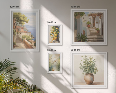 Ensemble de 5 tableaux Vues élégantes de villes balnéaires