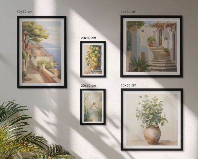 Ensemble de 5 tableaux Vues élégantes de villes balnéaires