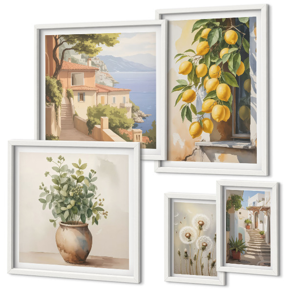 Lot de tableaux encadrés Des notes d'agrumes dans un style méditerranéen