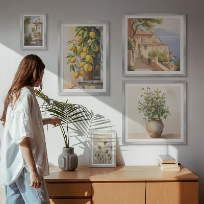 Lot de tableaux encadrés Des notes d'agrumes dans un style méditerranéen