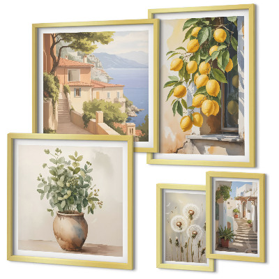 Lot de tableaux encadrés Des notes d'agrumes dans un style méditerranéen