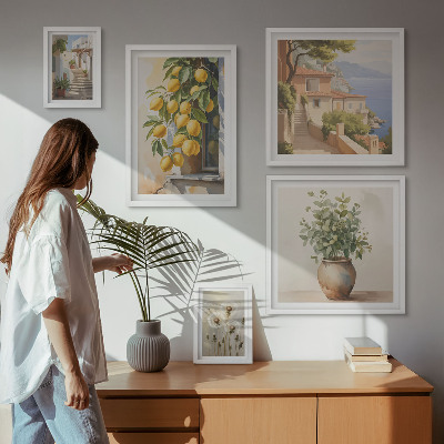 Lot de tableaux encadrés Des notes d'agrumes dans un style méditerranéen