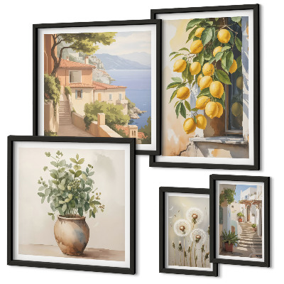 Lot de tableaux encadrés Des notes d'agrumes dans un style méditerranéen