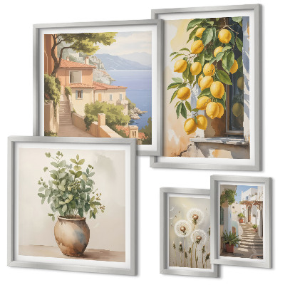 Lot de tableaux encadrés Des notes d'agrumes dans un style méditerranéen