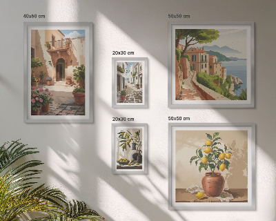 Ensemble de 5 tableaux Fleurs de rue style méditerranéen