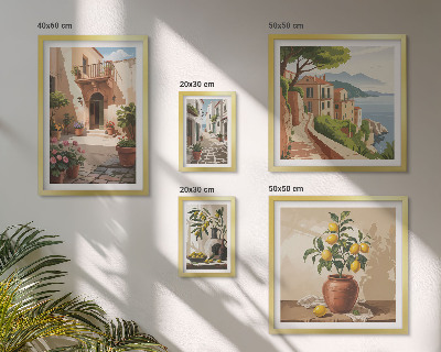 Ensemble de 5 tableaux Fleurs de rue style méditerranéen