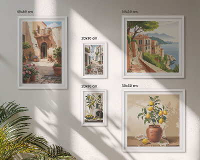 Ensemble de 5 tableaux Fleurs de rue style méditerranéen