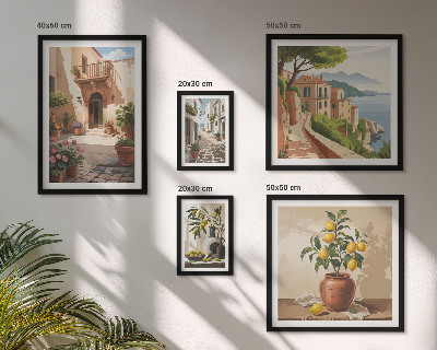 Ensemble de 5 tableaux Fleurs de rue style méditerranéen