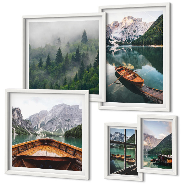 Tableau de décoration murale Bateaux sur les lacs de montagne calmes